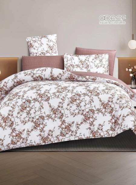 طقم ملاحف دبل فيس مجوز atlantic 2 ابيض ورد